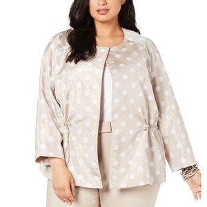 Anne Klein Polka Dot Drawstring Open-Front Blazer